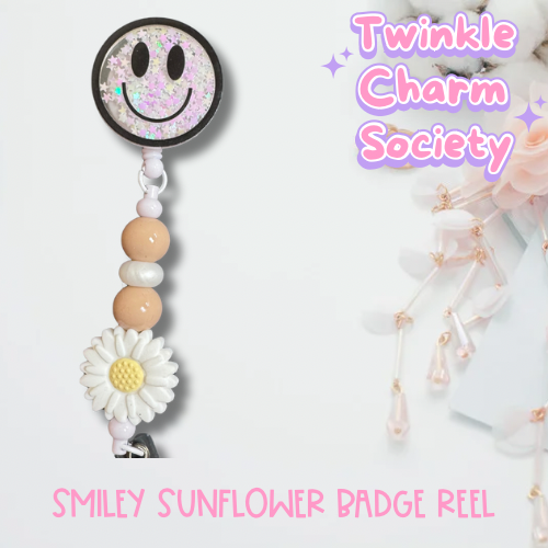 Smiley Sunflower Badge Reel