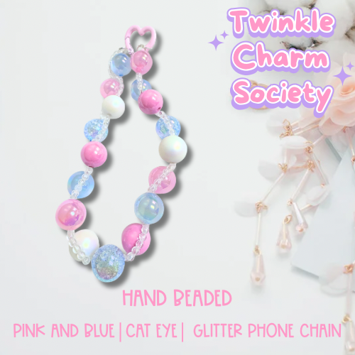 Pink and Blue | Cat Eye | Glitter Phone Chain